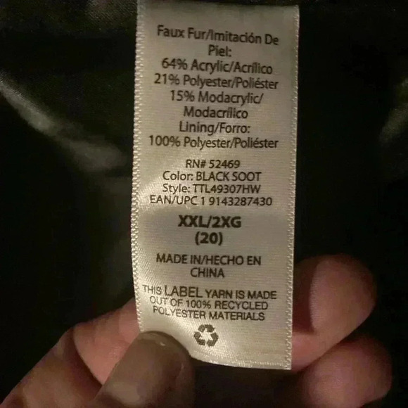 89th & Madison,Faux Fur Vest, Size XXL. Color Black Soot Boho Rock&Roll … - Picture 4 of 9
